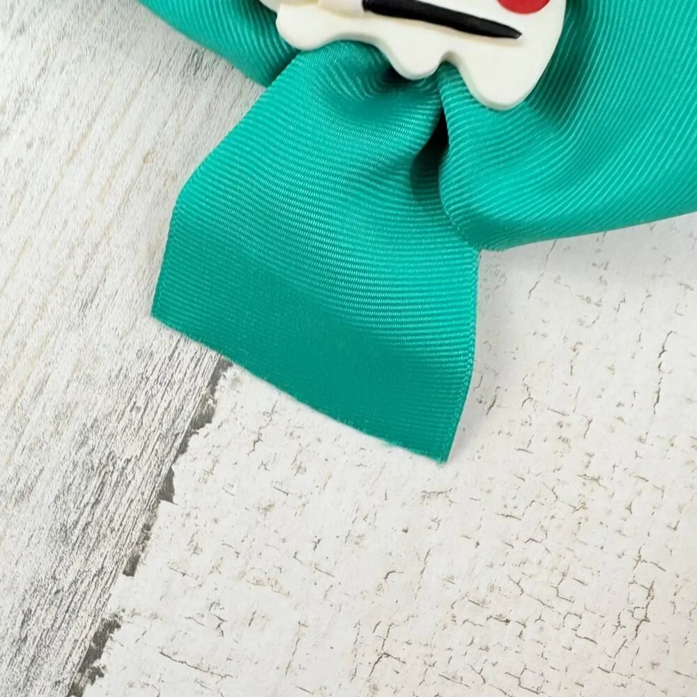 Vtg Artist's Palette Green Hair Bow Barette 90s